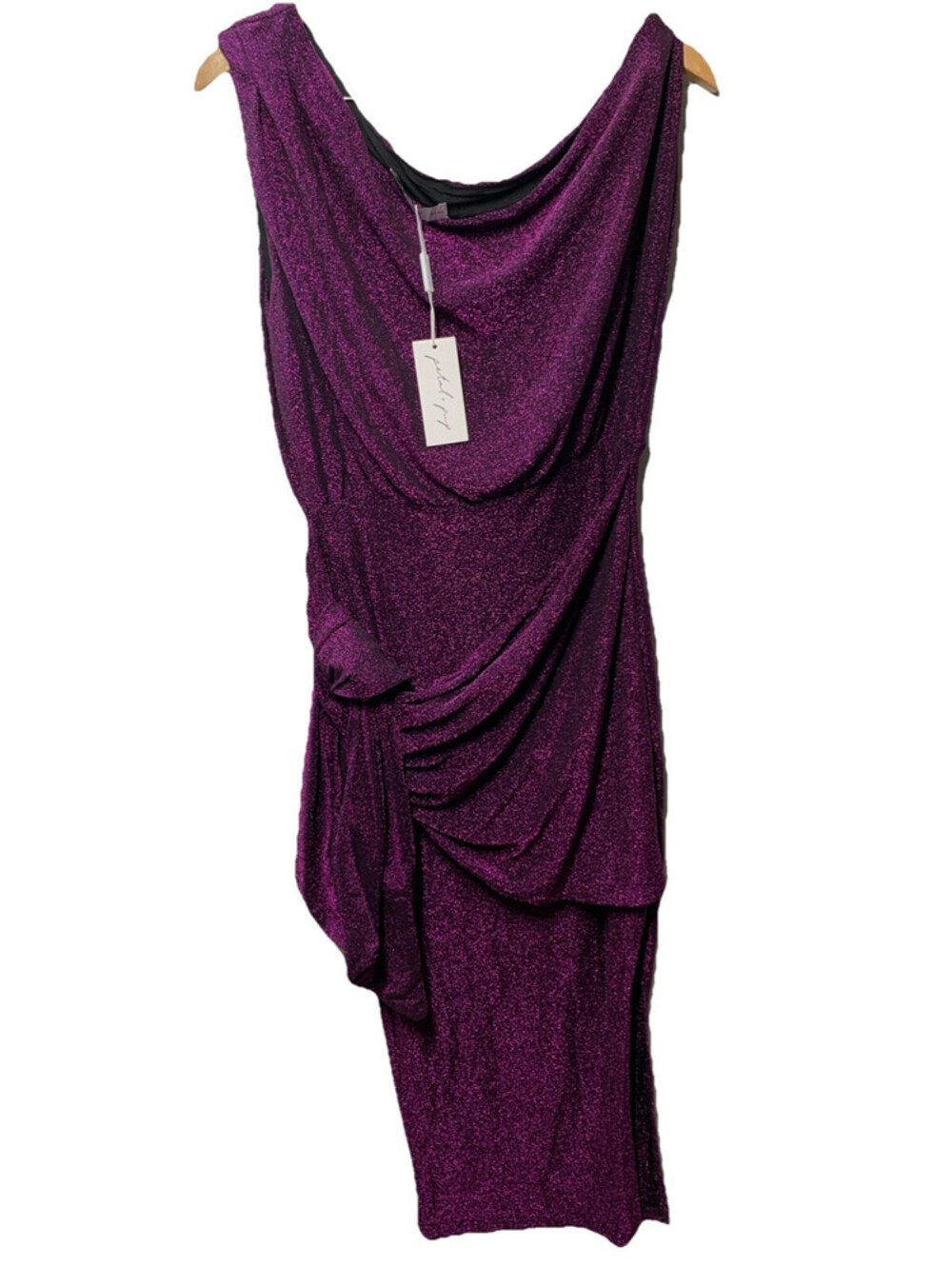 Petal & Pup Womens Santiago Off Shoulder Midi Party Cocktail Dress Medium Purple
